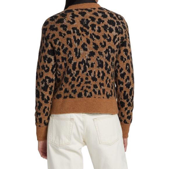 Frame cheetah print alpaca wool blend cropped sweater M (PETITE?) Casual winter - Picture 3 of 10